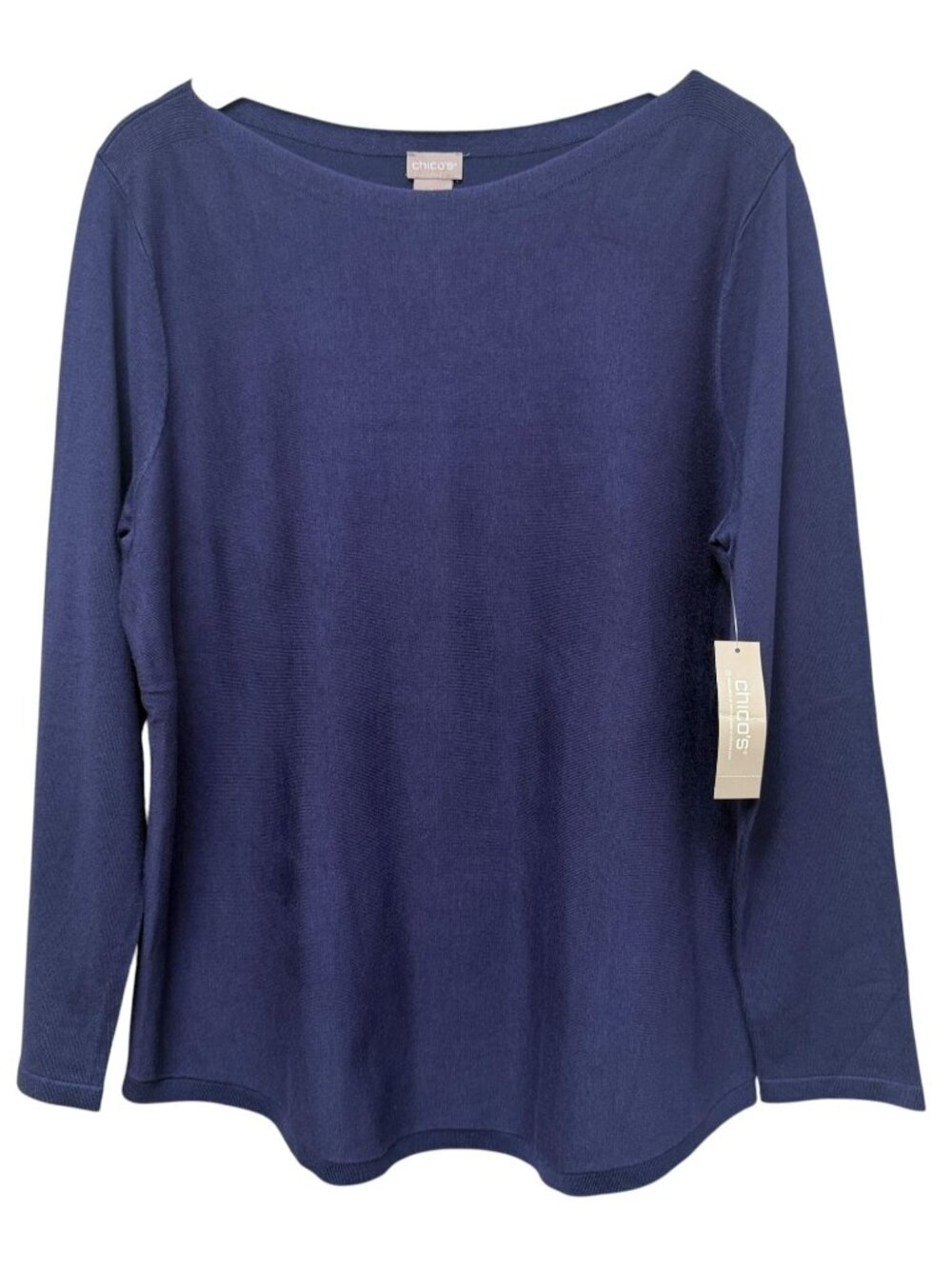 Chico's Navy Blue Pullover Sweater Size Large Light Knit Classic NWT